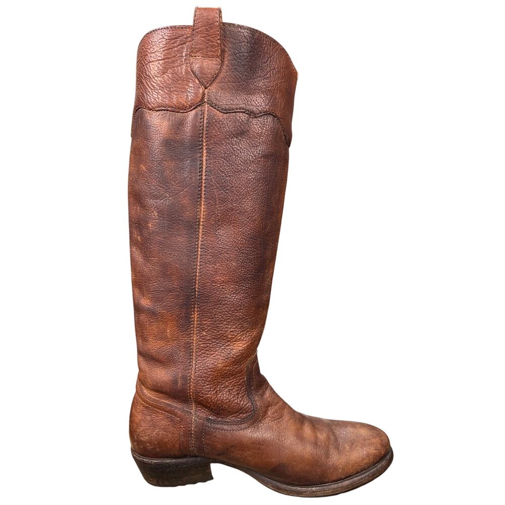 Frye Carson Brown Distressed Lug Sole Riding Boots Size US 8.5 B - Picture 4 of 10